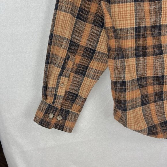 Mountain Ridge Explore Life Men's Long Sleeve Orange Navy Plaid Shirt XL Buttons - Picture 5 of 9